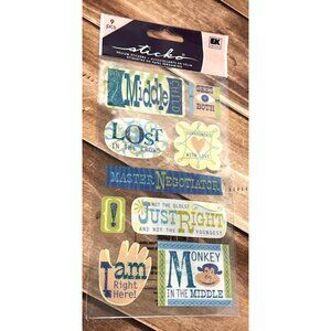 HTF STICKO SPCLS152 MIDDLE CHILD SET OF 9 GLITTERY STICKERS NEGOTIATOR MONKEY